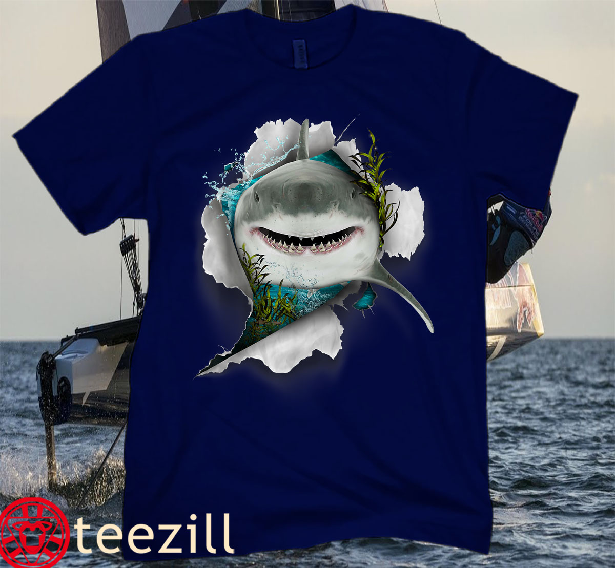 Shark Tee, Great White Shark, Deep Sea Fishing Shirt - teezill