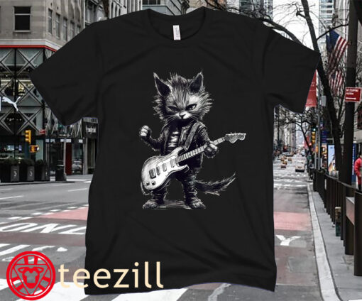 Guitar Cat - Rock Cat Playing Guitar, Rock kitty gifts for her Shirt