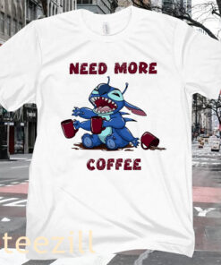 Stitch Needs More Coffee Cartoon Tee Shirt