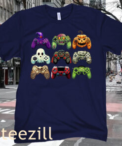 Gaming Halloween Skeleton Zombie Gaming Controllers Mummy Boys Kids Shirt