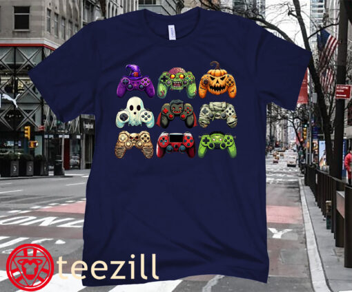 Gaming Halloween Skeleton Zombie Gaming Controllers Mummy Boys Kids Shirt