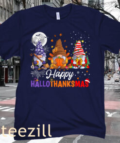 Happy HalloThanksMas Gnomes Halloween Tee Shirts