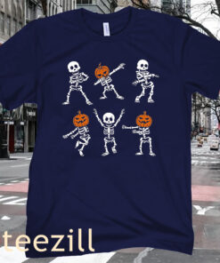 Kids Halloween Shirts Dancing Skeleton Graphic Pumpkin T-Shirt