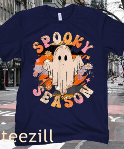 Spooky Season Ghost Flower Halloween Costume Girls Tee Shirt
