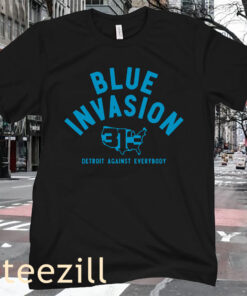 Detroit Lions Blue Invasion Detroit Against T-Shirt