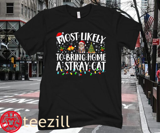 Matching Cat Christmas Most Likely To Bring Home A Stray T-Shirt