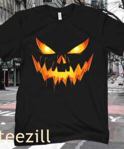 Scary Spooky Jack O Lantern Men Boys Halloween T-Shirt