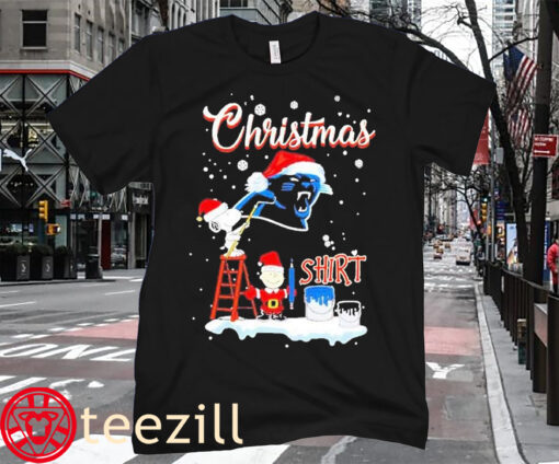 Christmas Snoopy and Charlie Brown Carolina Panthers T-Shirt