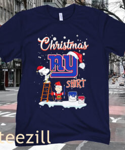 Christmas Snoopy and Charlie Brown New York Giants T-Shirt