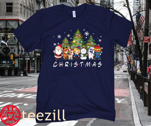 Xmas Friends Santa Rudolph Snowman Family T-Shirt