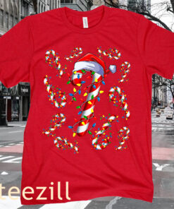 Candy Cane Santa Christmas Funny Xmas Lights T-Shirt