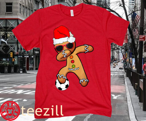 Christmas Dabbing Gingerbread Soccer Xmas Shirt