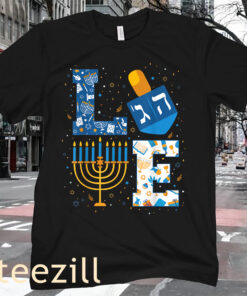 Hanukkah love with menorah for jewish T-Shirt