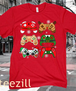 Santa Elf Gaming Controllers Gamer Xmas T-Shirt