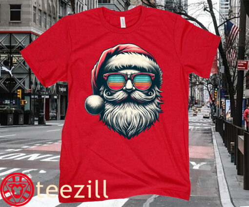 The Santa Face Retro Sunglasses Christmas Xmas Men Women Kids Shirts