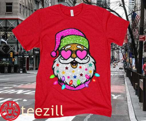 The Santa With Sunglasses Christmas Pink Women Girls Kids T-Shirt