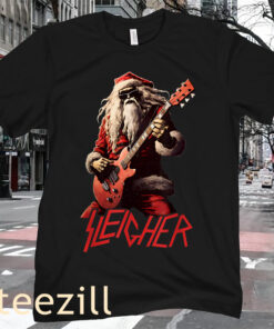 The Sleigher Christmas Heavy Metal Music Guitar Shirt
