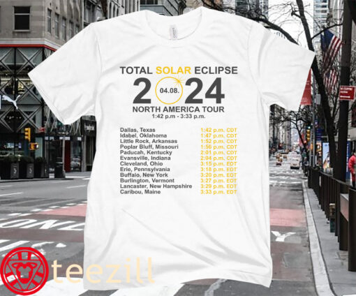 North America Solar Eclipse 2024 Total Solar Eclipse April 8 Path Of The Eclipse Shirt