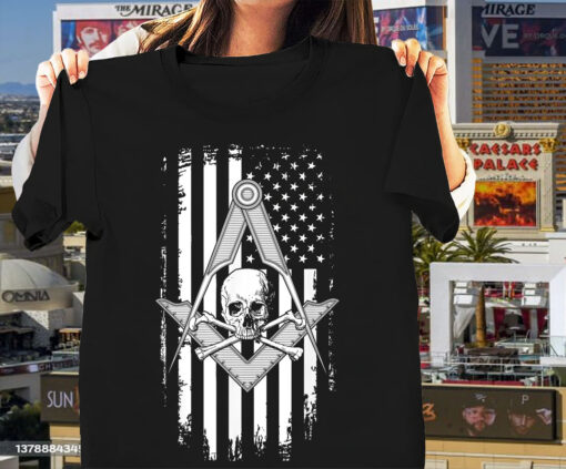 Freemason US Flag Masonic Skull Shirt