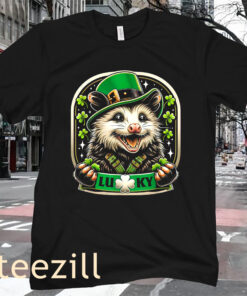 Funny Opossum Leprechaun St Patrick's Day Shamrock Shirt