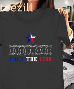 Patriotic USA Hold The Line Texas Flag Barbed Wire T-Shirts
