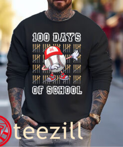 School Apparel 100th Day Baseball Teacher Kids Shirt