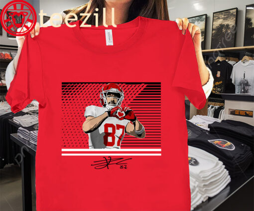 The KC Travis Kelce on Throwing Up Heart Hands Shirt