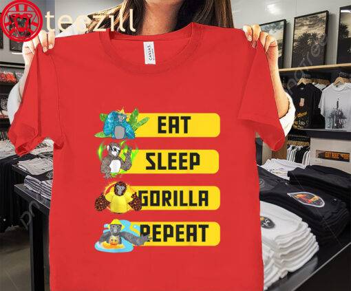 Funny Gorilla Monke Eat Sleep Gorilla Repeat Shirt