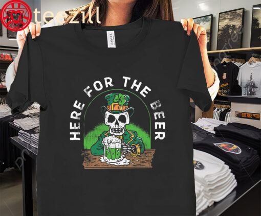 Irish Skull St Patrick's Here For The Beer T-shirt