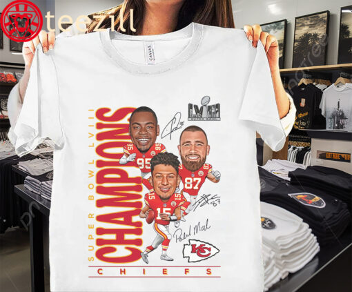 KS City Chiefs Super Bowl LVIII Champions Caricature Trio Player Shirt
