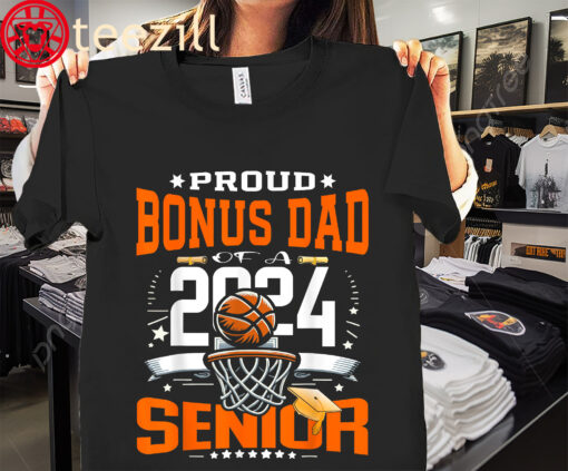 Men's Proud Bonus Dad Of A 2024 Senior Basketball Shirt