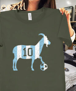 Number and Portrait GOAT 10 Funny Soccer Shirt