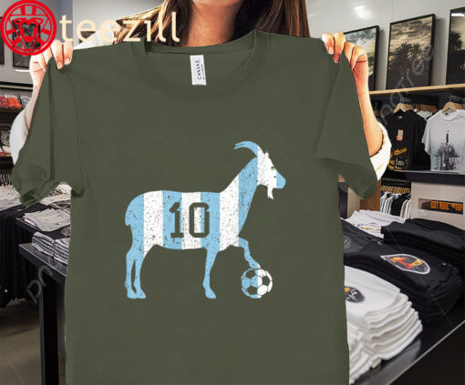 Number and Portrait GOAT 10 Funny Soccer Shirt