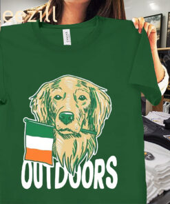 The Outdoors Dog Flag Irish Patricks Day Shirt