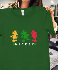 Trio Essentials Disney Mickey Silhouette Patricks Day Shirt