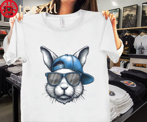 Cool Bunny Face With Sunglasses Happy Easter Shirt
