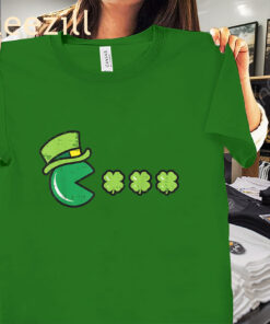 Retro Shamrock Eating Gamer St Patricks Day Shirt