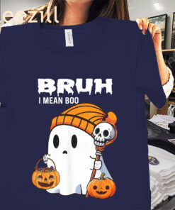 The Bruh Ghost Boo Skull Pumpkin Halloween Shirt
