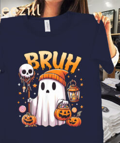 The Bruh Ghost Halloween Cute Ghost Trick Or Treat Candy Kids TeeShirt