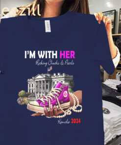 The Kamala Harris 2024 I'm With Her Rocking Chucks & Pearls Tee Shirt