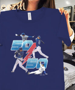 The Shohei Ohtani Los Angeles 50-50 Club Lightning MLB Tee Shirt