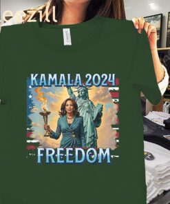 The US Kamala Harris 2024 Campaign for Freedom Lady Liberty Torch Tee Shirt
