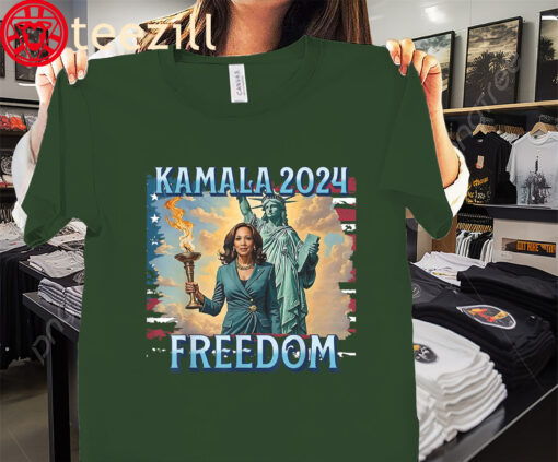 The US Kamala Harris 2024 Campaign for Freedom Lady Liberty Torch Tee Shirt