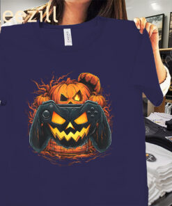 The Gamer Gaming Pumpkin Boys Halloween Costume Tee Shirt
