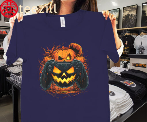 The Gamer Gaming Pumpkin Boys Halloween Costume Tee Shirt
