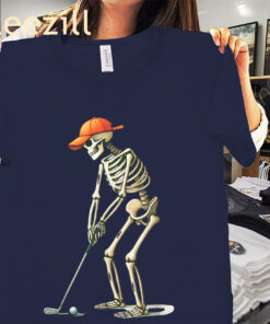 The Golf Skeleton Golf Halloween Golfer Golf Player Tee Shirt