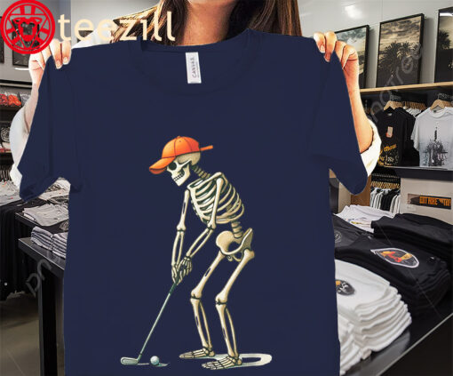 The Golf Skeleton Golf Halloween Golfer Golf Player Tee Shirt