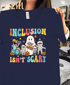 The Inclusion Isn't Scary Teacher Skeleton Ghost Halloween Tee Shirt