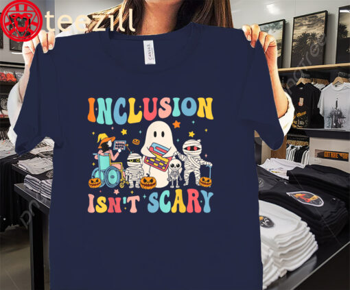 The Inclusion Isn't Scary Teacher Skeleton Ghost Halloween Tee Shirt