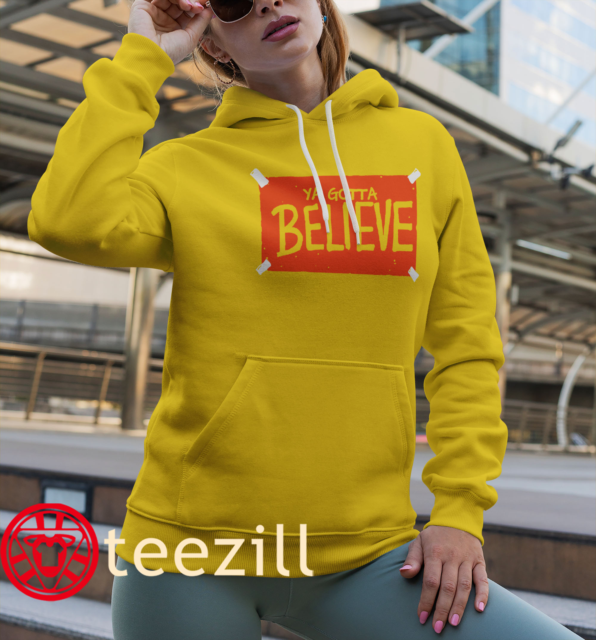 The Ya Gotta Believe Sign- NY Baseball Tee Shirt - Image 2